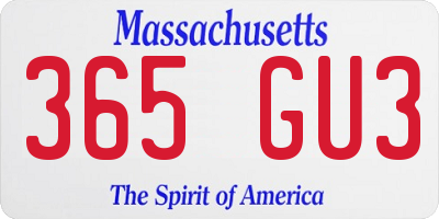 MA license plate 365GU3