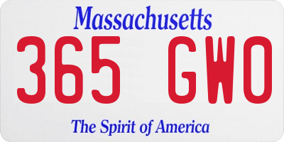 MA license plate 365GW0