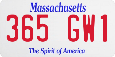 MA license plate 365GW1