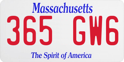 MA license plate 365GW6