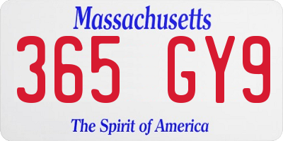 MA license plate 365GY9