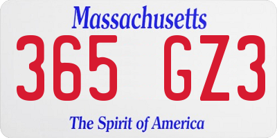 MA license plate 365GZ3