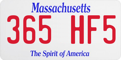 MA license plate 365HF5