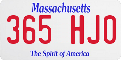 MA license plate 365HJ0