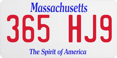MA license plate 365HJ9