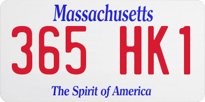 MA license plate 365HK1