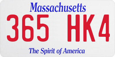 MA license plate 365HK4