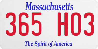 MA license plate 365HO3