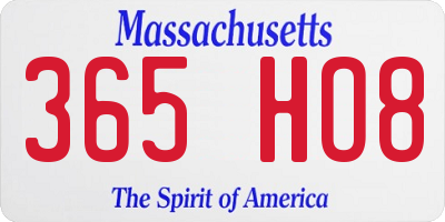 MA license plate 365HO8