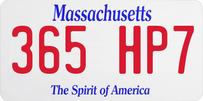 MA license plate 365HP7