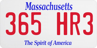 MA license plate 365HR3