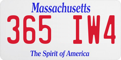 MA license plate 365IW4