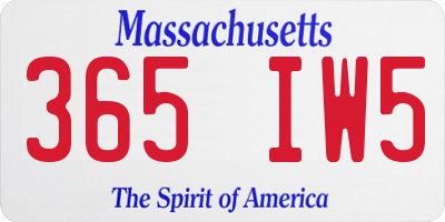 MA license plate 365IW5