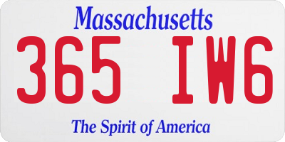 MA license plate 365IW6