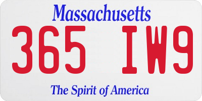 MA license plate 365IW9