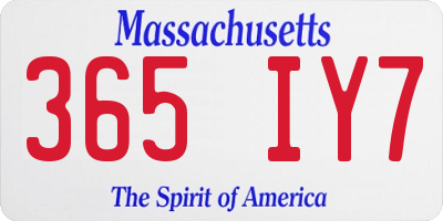 MA license plate 365IY7