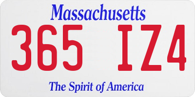 MA license plate 365IZ4