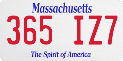 MA license plate 365IZ7