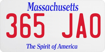 MA license plate 365JA0