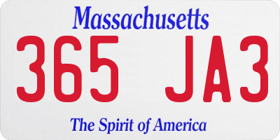 MA license plate 365JA3
