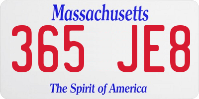 MA license plate 365JE8