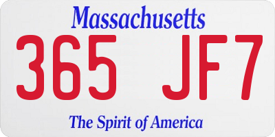 MA license plate 365JF7
