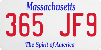 MA license plate 365JF9