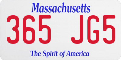 MA license plate 365JG5