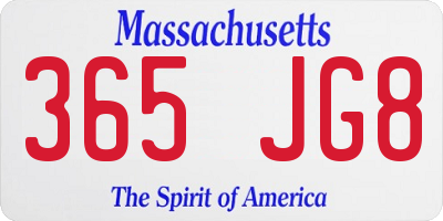 MA license plate 365JG8
