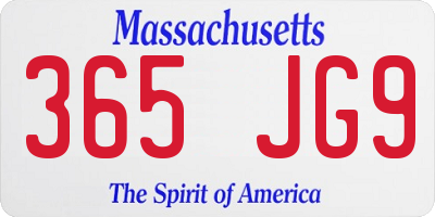 MA license plate 365JG9