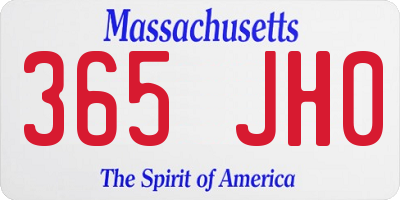 MA license plate 365JH0