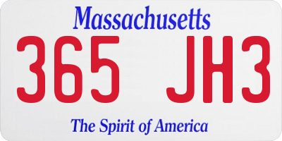 MA license plate 365JH3