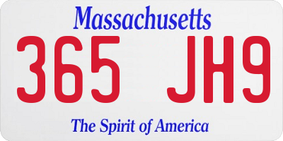 MA license plate 365JH9