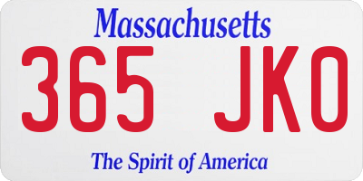 MA license plate 365JK0