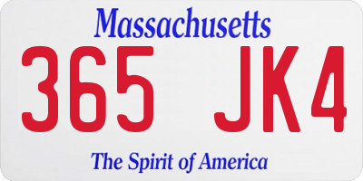 MA license plate 365JK4