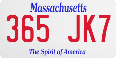 MA license plate 365JK7