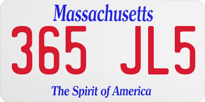 MA license plate 365JL5