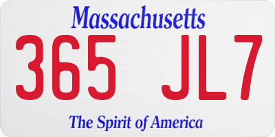 MA license plate 365JL7