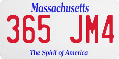 MA license plate 365JM4