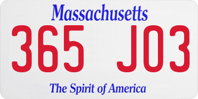 MA license plate 365JO3