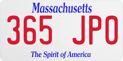 MA license plate 365JP0
