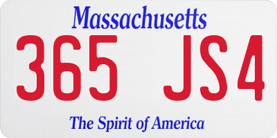 MA license plate 365JS4
