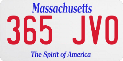MA license plate 365JV0