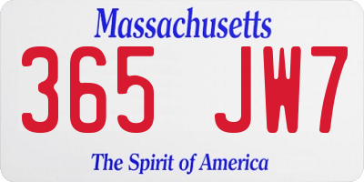 MA license plate 365JW7