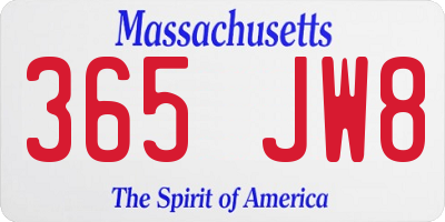 MA license plate 365JW8