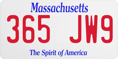 MA license plate 365JW9