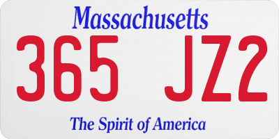 MA license plate 365JZ2