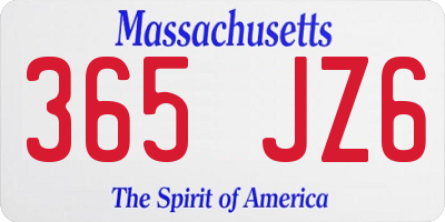 MA license plate 365JZ6