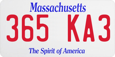 MA license plate 365KA3
