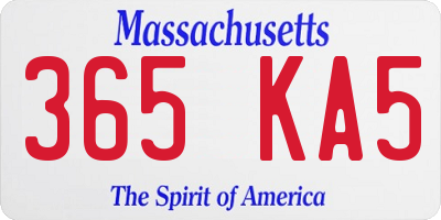MA license plate 365KA5